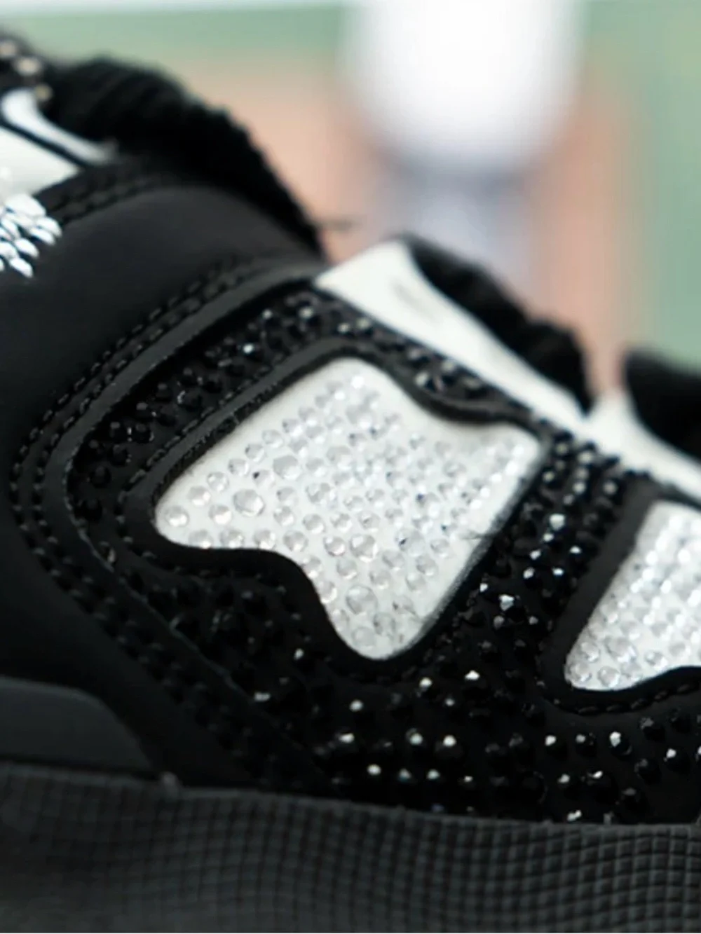 ⬛️💎👟💎⬛️ Watson Black/White Rhinestone Chunky Bones Sneakers